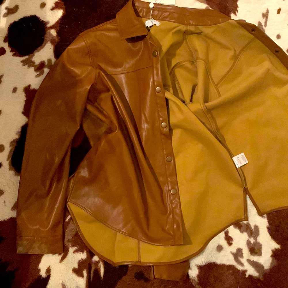 Mudpie brand new brown faux leather jacket with tag! Og price:63.99